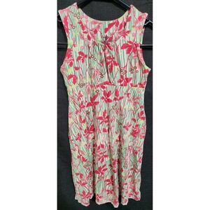 Patagonia Girls Sz S/8 Sundress Pink Floral Dress Play Pockets Cotton Slip‎ On